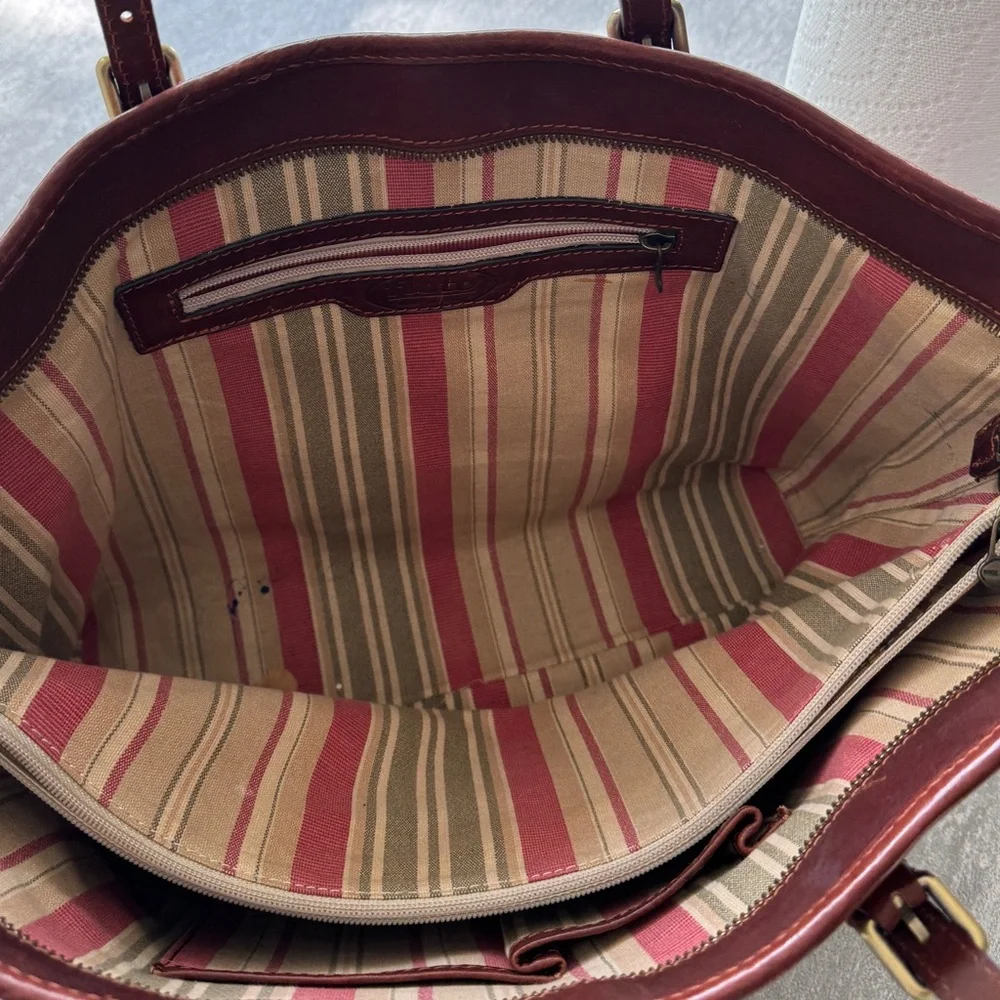 Floto brown leather large tote shoulder bag - Picture 6 of 6